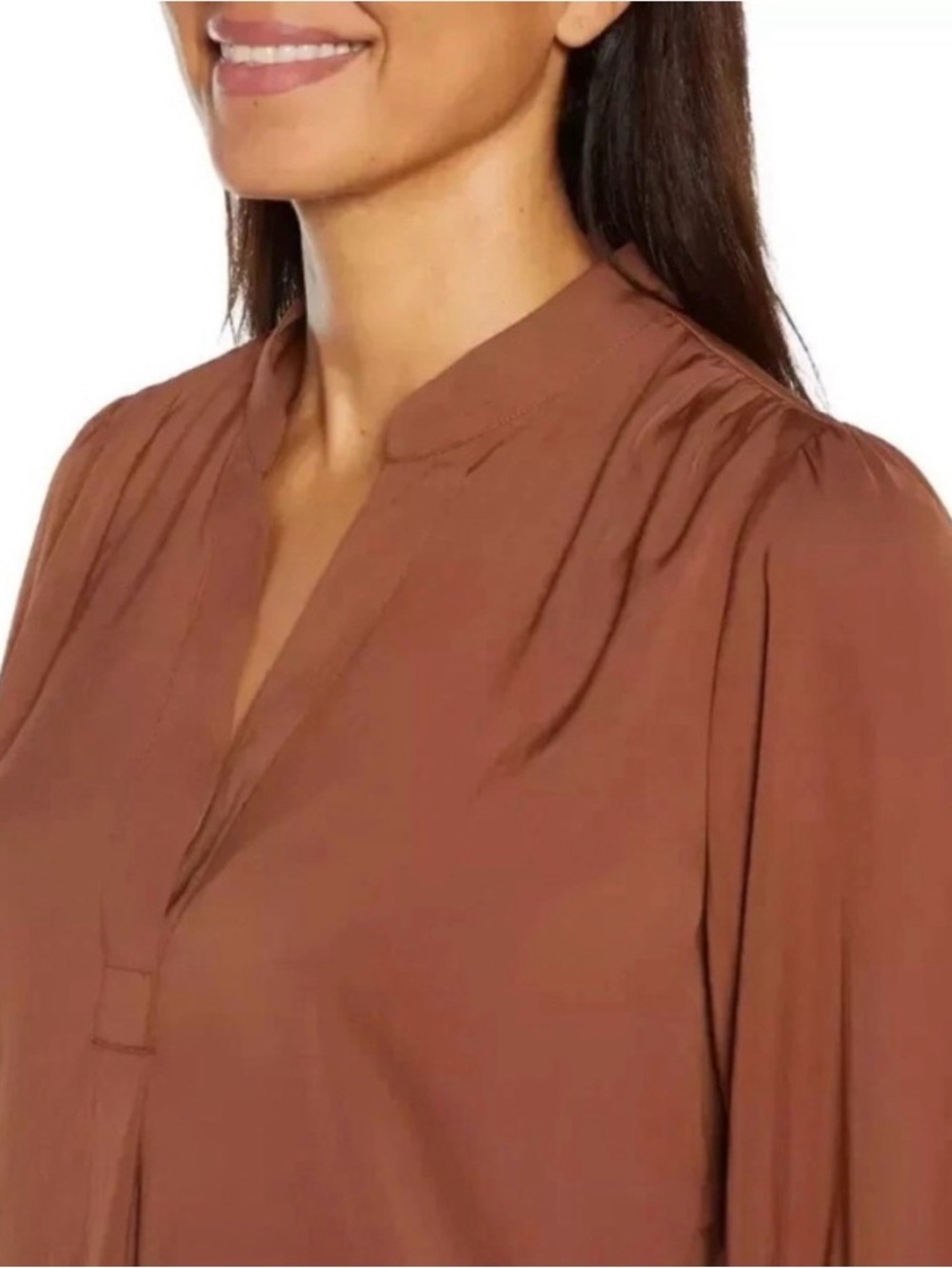 Banana Republic Rust Brown V-Neck Long Sleeve Blouse - Picture 3 of 7